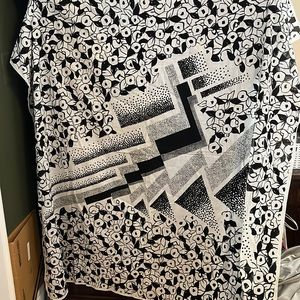 Beautiful black and white oversized vintage scarf